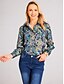 cheap Tops &amp; Blouses-Women&#039;s Shirt Blouse Maroon Black White Button Print Graphic Floral Casual Long Sleeve Shirt Collar Vintage Streetwear Regular S