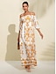 baratos Print Dresses-Boho Floral Resort Maxi Dress