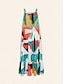 economico Sale-Rainbow Sleeveless Lettuce Trim Midi Dress