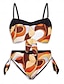 baratos Bikini-Knotted Print Bikini Swimsuit