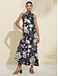 billige Sale-Sleeveless Floral Print Midi Dress