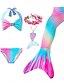 cheap Girls&#039; Swimwear-Kids Girls&#039; Five Piece Swimwear Bikini Swimsuit Monofin Swimwear Sleeveless Rainbow Tie Dye Purple Cute Beach Swimming Bathing Suits 3-10 Years / Summer