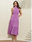 cheap Casual Dresses-Chiffon Sleeveless Pleated Midi Dress