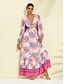 economico Print Dresses-Vestito Donna Satinato Maxi Maniche Lunghe Paisley