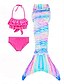 preiswerte Badebekleidung für Mädchen-Kinder Mädchen Bademode Bikini 4-tlg. Badeanzug Meerjungfrauenschwanz die kleine Meerjungfrau mit Monoflosse Bademode Regenbogen geometrisch bunt rot erröten rosa Party aktiv Cosplay Kostüme Badeanzüge 3-10 Jahre