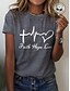 economico T-Shirt-Per donna maglietta Cotone 100% cotone Con cuori Alfabetico Stampa Informale Fine settimana Essenziale Manica corta Rotonda Bianco