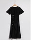 billige Uformelle kjoler-Modern Shirred A Line Midi Dress