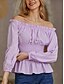 cheap Tops &amp; Blouses-Women&#039;s Shirt Going Out Tops Bandeau Blouse Black White Pink Plain Ruffle Long Sleeve Going out Weekend Hawaiian Basic Sexy Off Shoulder S