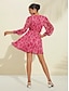 billige Print Dresses-Elastic Cuff Floral Princess Mini Dress