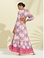 abordables Print Dresses-Robe Longue en Satin avec Imprimé Paisley pour Femmes