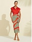 preiswerte Skirts-Polyester Spandex Elastic Natural Midi Skirt