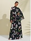 abordables Sale-Floral Print Lace Up Maxi Dress