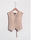 cheap Blouses-Cotton and Linen Casual V Neck Vest