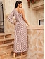 cheap Print Dresses-Geometric One Shoulder Maxi Dress