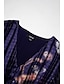 abordables Sale-Print V Neck High Waisted Midi Dress