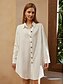 preiswerte Blusenkleid-Damen blusenkleid Minikleid Bettwäsche aus Baumwolle Knopf hoch Taste Basic Täglich Hemdkragen Halbe Ärmel Sommer Frühling Weiß
