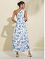 economico Print Dresses-Floral One Shoulder Maxi Dress Resort Wear