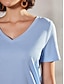 billige T-shirts-Kvinners Korte Erme Bomullsskjorte med V hals og Normal Passform
