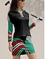 abordables Zip Up Pullover-Femme T-shirt POLO Rose manche longue Protection Solaire Top Rayure Automne Hiver Vêtements de golf pour femmes, tenues, vêtements