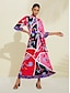 abordables Sale-Floral Block Print Loose Maxi Dress