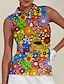 baratos Polo Top-Mulheres Camisa polo de caminhada Amarelo Sem Manga Proteção Solar Blusas Floral Roupas femininas de golfe, roupas, roupas, roupas