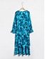 baratos Print Dresses-Vestido Midi Feminino com Estilo Floral Jacquard