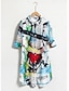 abordables Print Dresses-Text Graphic Print Collared Shirt Dress