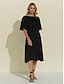 preiswerte Midikleider-Casual Fashion Solid Bateau Mini Dress