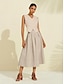 baratos Skirts-Linen Clean Fit Midi Skirt