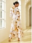 baratos Print Dresses-Elegant Floral Print Maxi Dress