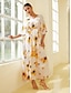 abordables Print Dresses-Loose Floral V Neck Maxi Dress