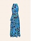 billige Print Dresses-Floral Ruffle Chiffon Maxi Dress