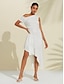 economico Sale-Solid One Shoulder Asymmetric Dress