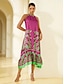 billige Print Dresses-Brand Geometric Sleeveless Midi Dress