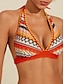 cheap Bikini-Embroidered Stripe Longline Bikini Set