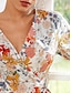 cheap Print Dresses-Cotton Floral Crossover Collar Maxi Dress