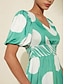 billige Print Dresses-Polka Dot Tie Belt Maxi Dress