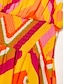 abordables Print Dresses-Chiffon Geometric V Neck Maxi Dress