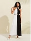 billige Uformelle kjoler-Halter Neck Color Block Elegant Dress