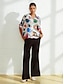 abordables Blouses-Graphic Satin Abstract Casual Shirt