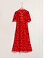 abordables Print Dresses-Elegant Floral Print Midi Dress
