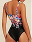 abordables Una pieza-Floral Square One Piece Swimsuit