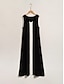billige Maxi-kjoler-Contrasting V Neck Knit A Line Dress
