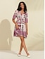 cheap Print Dresses-Sweet Geometric Floral V Neck Mini Dress
