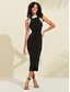 billige Uformelle kjoler-Contrast Halter Sleeveless Midi Dress