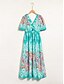 cheap Print Dresses-Boho Paisley V Neck Midi Dress