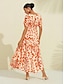 billige Print Dresses-Satin Beaded Square Neck Maxi Dress