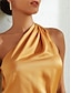abordables Blouses-Satin Shirred One Shoulder Top