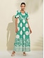 cheap Print Dresses-Satin Polka Dot Geometric Belted Maxi Dress