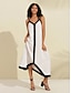 billige Uformelle kjoler-Solid Color V Neck Slip Dress